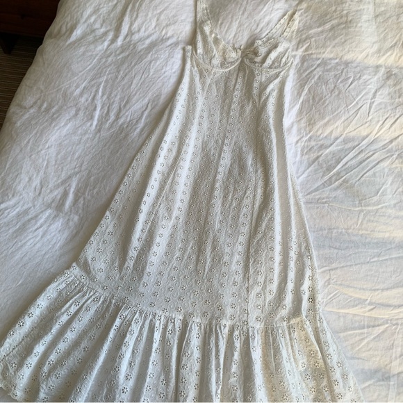 Doen Melaine Cotton Eyelet Bustier Ruffle Maxi Dress Salt Melanie White - Picture 9 of 16